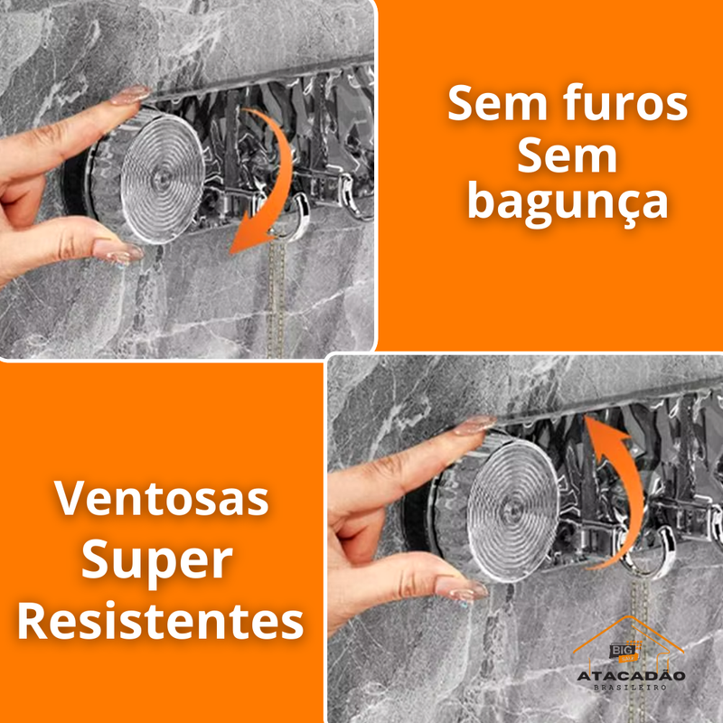 Organizador com Ganchos de Ventosa Premium - Atacadão Brasileiro